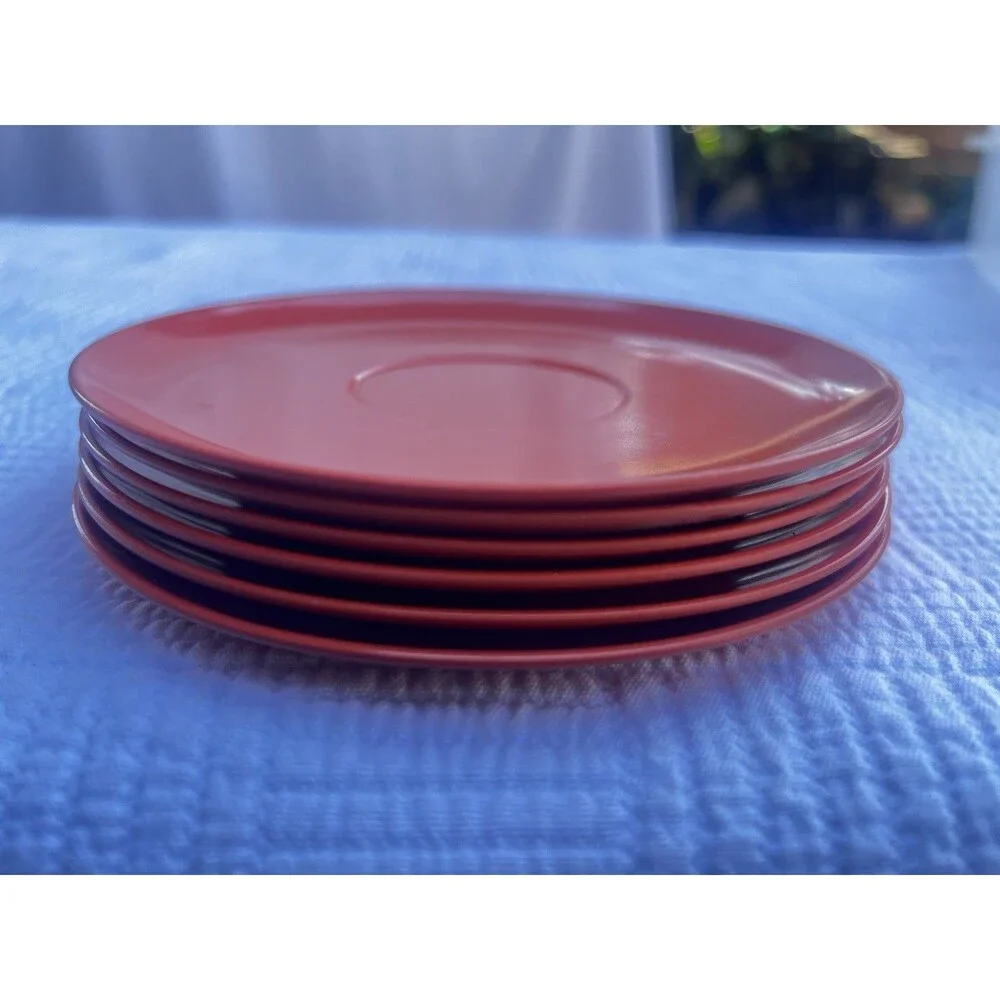 Vintage Laguna Melmac Set of 6 Saucers 5.5” Burnt Orange Rust #302 MCM USA
